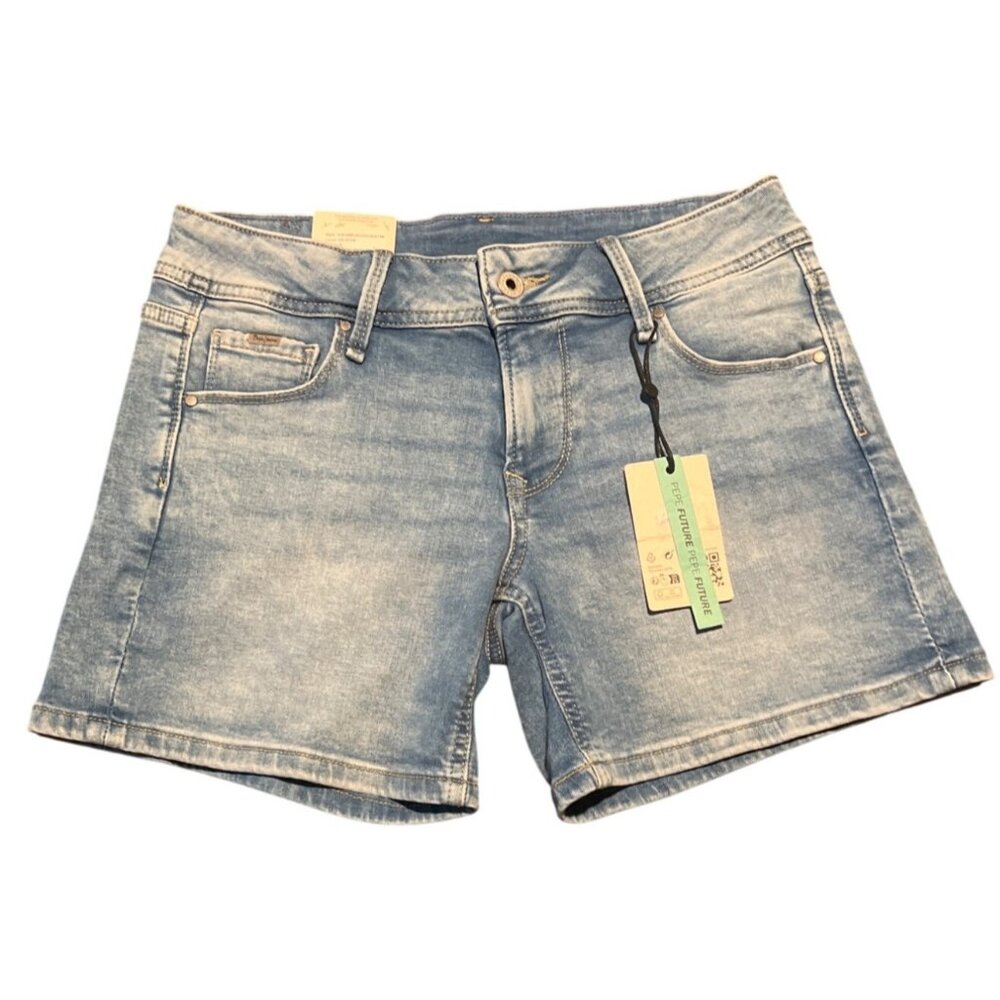 Pepe Jeans London Ladies Relaxed Fit Denim Shorts‎ Size 25  Light Wash